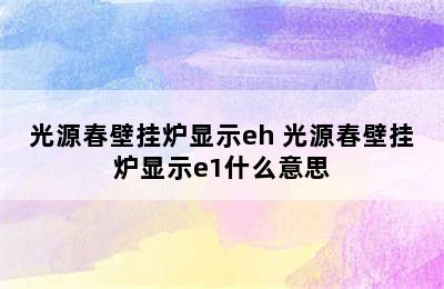 光源春壁挂炉显示eh 光源春壁挂炉显示e1什么意思